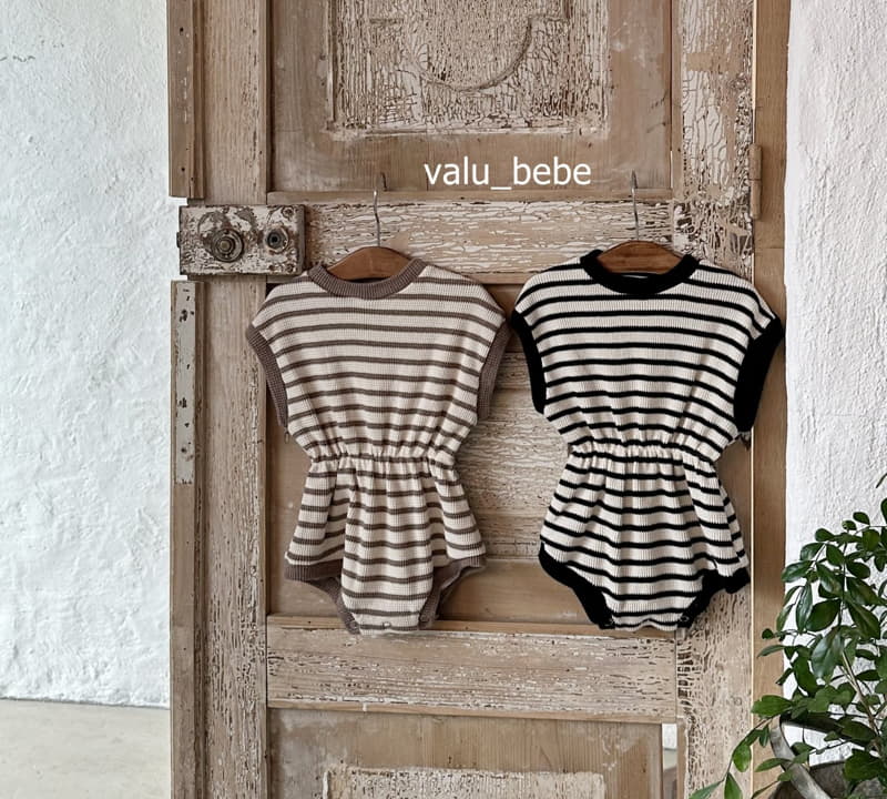 Valu Bebe - Korean Baby Fashion - #babyclothing - Stripes Banding Waffle Bodysuit - 11