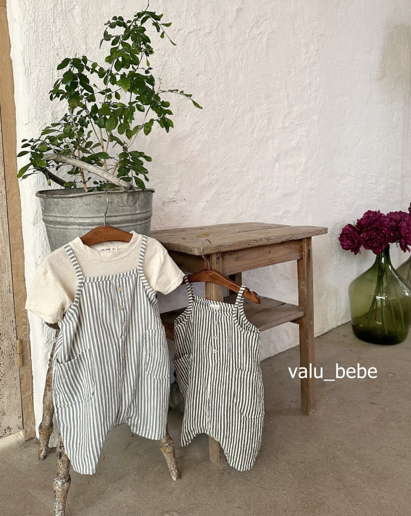 Valu Bebe - Korean Baby Fashion - #babylifestyle - Stripes Dungarees Bodysuit