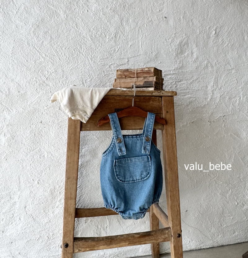 Valu Bebe - Korean Baby Fashion - #babyoninstagram - Denim Dungarees Bodysuit - 8