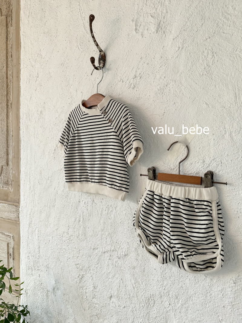Valu Bebe - Korean Baby Fashion - #babyootd - Stripes Cucu Button Tee - 5