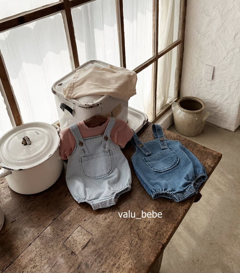 Valu Bebe - Korean Baby Fashion - #babyoutfit - Denim Dungarees Bodysuit - 10