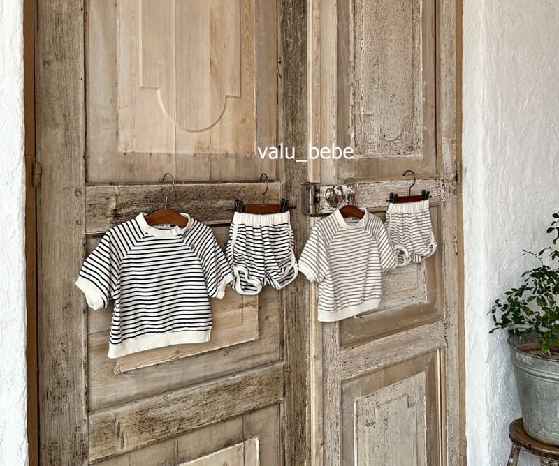 Valu Bebe - Korean Baby Fashion - #babyoutfit - Stripes Cucu Button Tee - 6