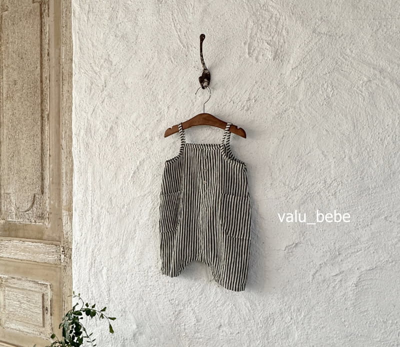 Valu Bebe - Korean Baby Fashion - #babywear - Stripes Dungarees Bodysuit - 6