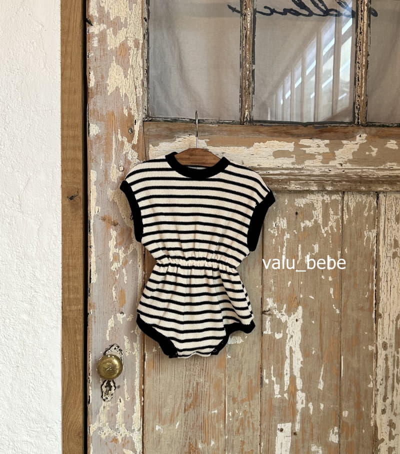 Valu Bebe - Korean Baby Fashion - #onlinebabyshop - Stripes Banding Waffle Bodysuit - 7