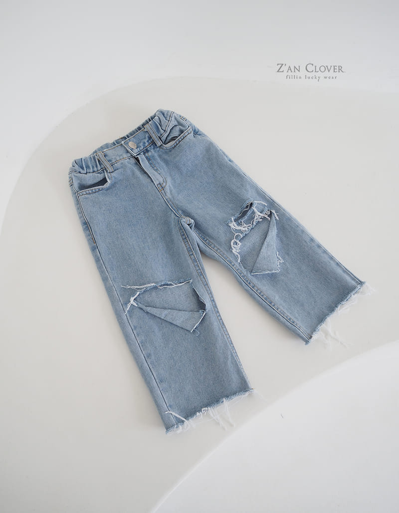 Zan Clover - Korean Children Fashion - #todddlerfashion - Knee Vintage Jeans - 3