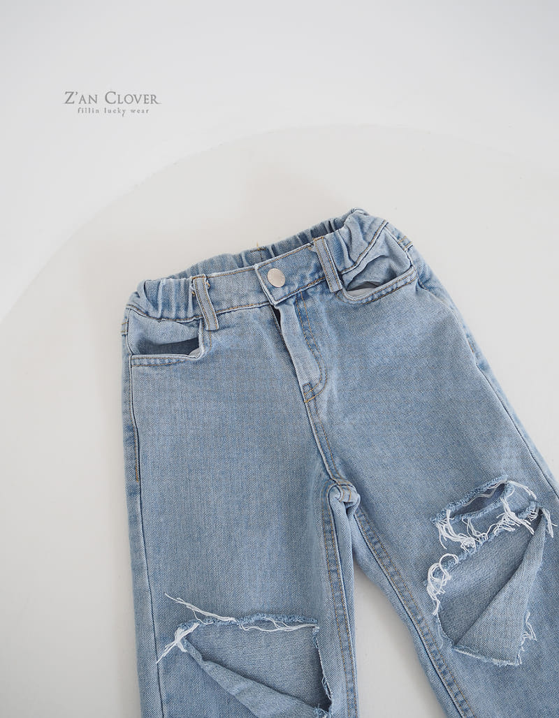 Zan Clover - Korean Children Fashion - #todddlerfashion - Knee Vintage Jeans - 4