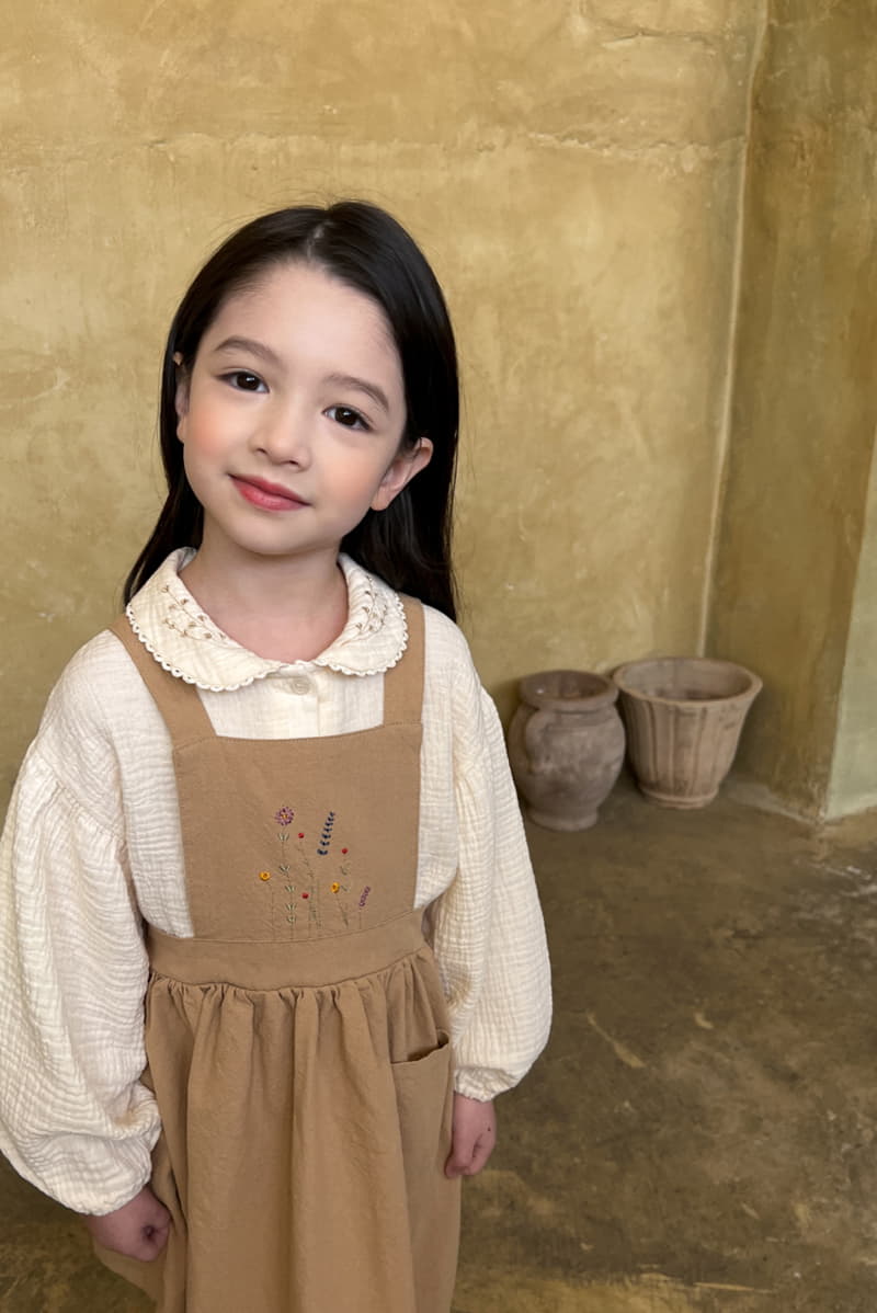 a-Market - Korean Children Fashion - #kidsshorts - Embrodiery Collar Blouse - 6