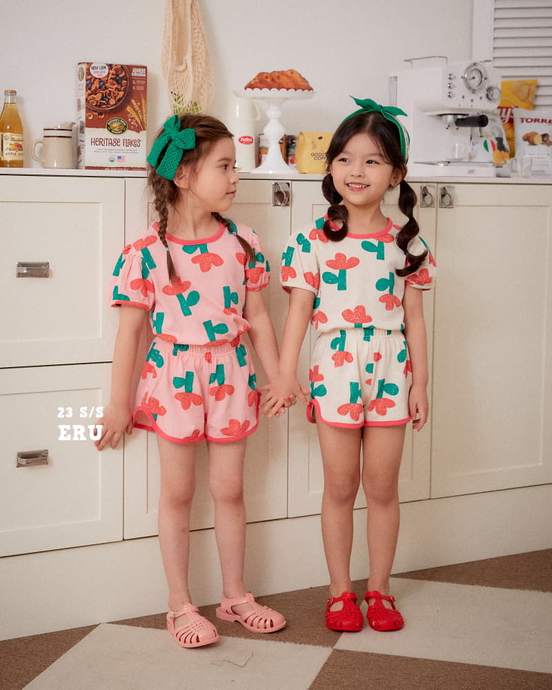 e.ru - Korean Children Fashion - #designkidswear - Flower Top Bottom Set - 3