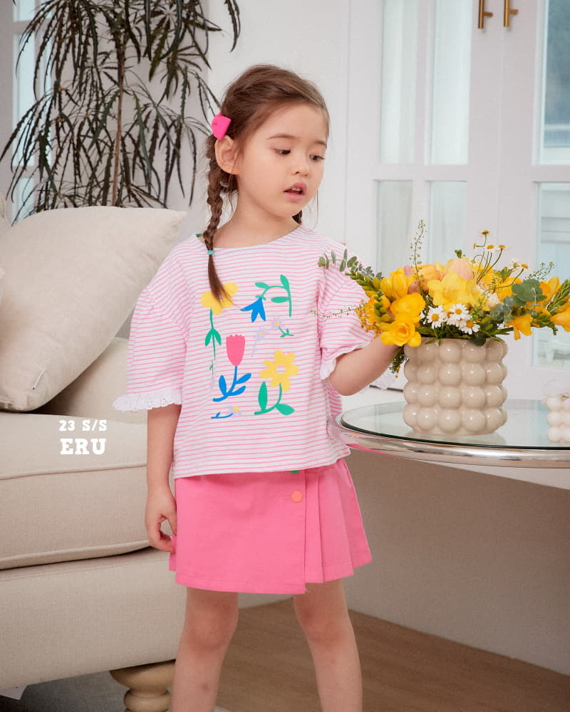 e.ru - Korean Children Fashion - #littlefashionista - Stripes Flower Tee - 3