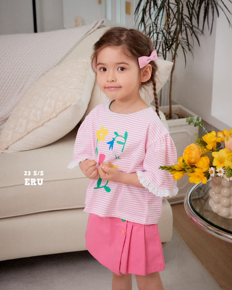e.ru - Korean Children Fashion - #littlefashionista - Stripes Flower Tee - 4