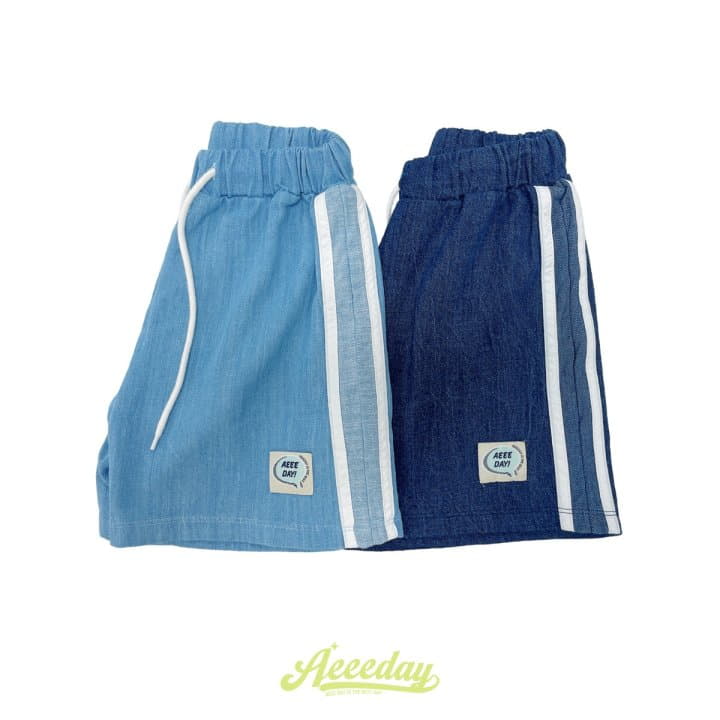 Aeeeday - Korean Children Fashion - #toddlerclothing - Line Denim Shorts - 2