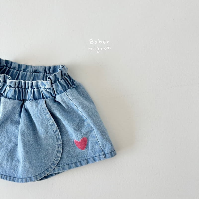 Babar Mignon - Korean Children Fashion - #childofig - Heart Denim Shorts