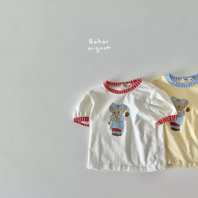 Babar Mignon - Korean Children Fashion - #designkidswear - Ribbon Bear Puff Tee