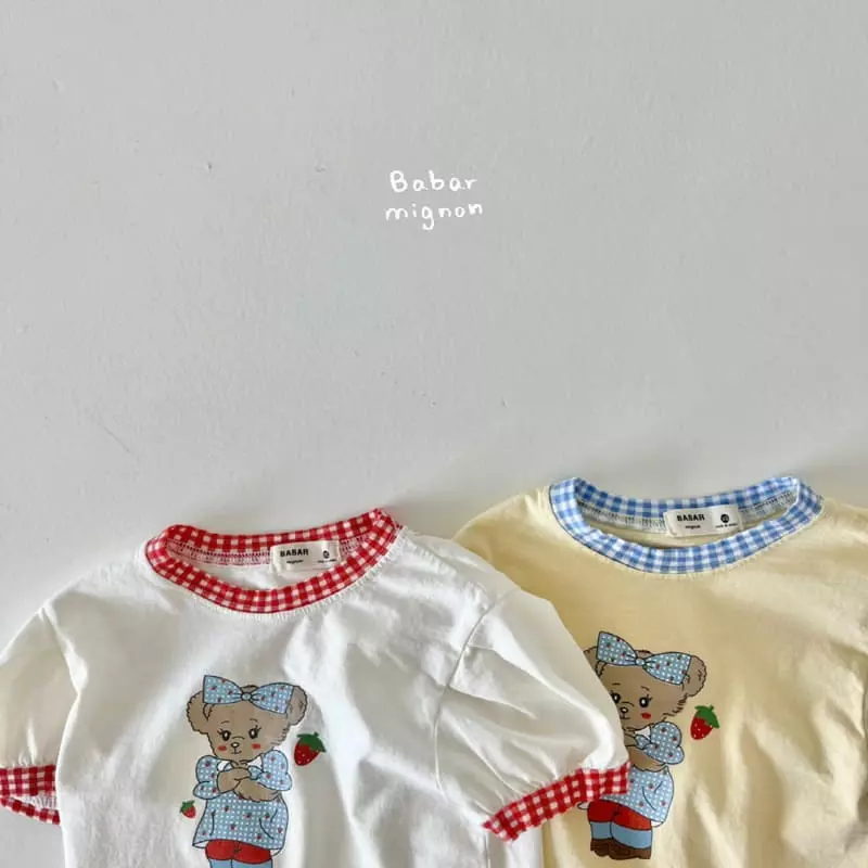 Babar Mignon - Korean Children Fashion - #discoveringself - Ribbon Bear Puff Tee - 2
