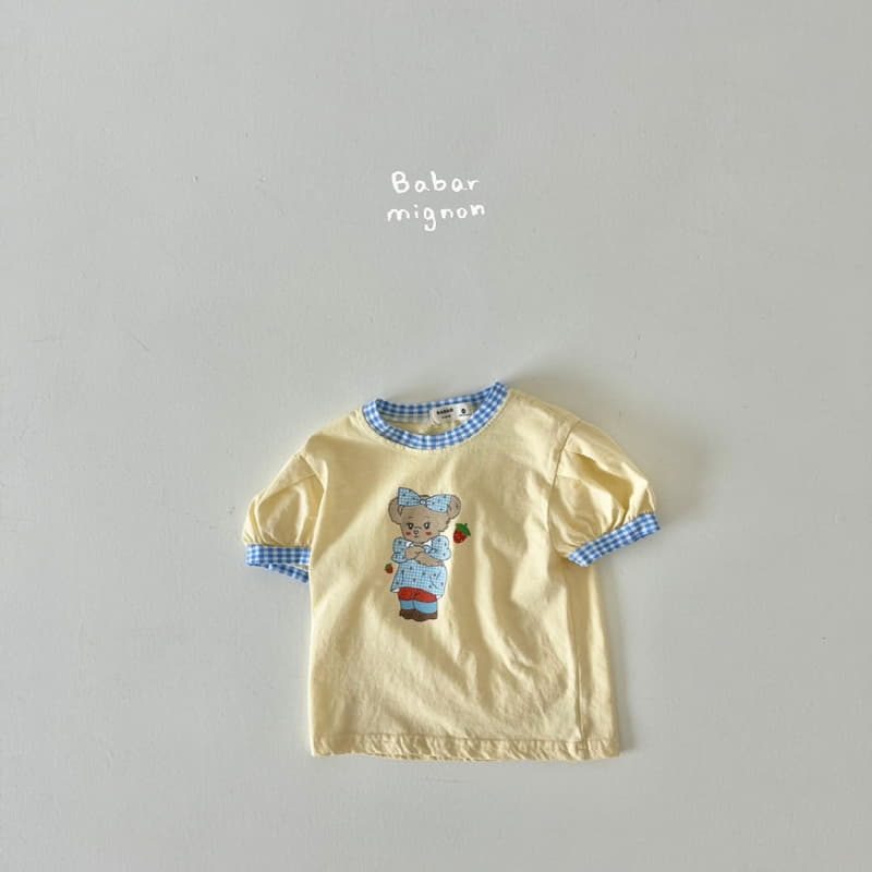 Babar Mignon - Korean Children Fashion - #fashionkids - Ribbon Bear Puff Tee - 4