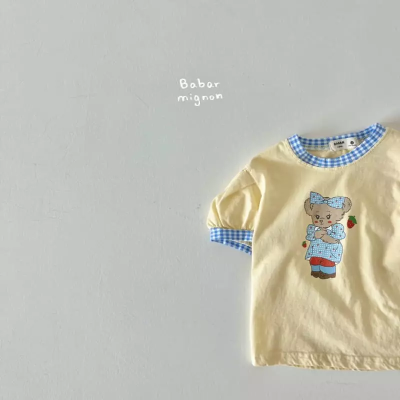 Babar Mignon - Korean Children Fashion - #kidsstore - Ribbon Bear Puff Tee - 5