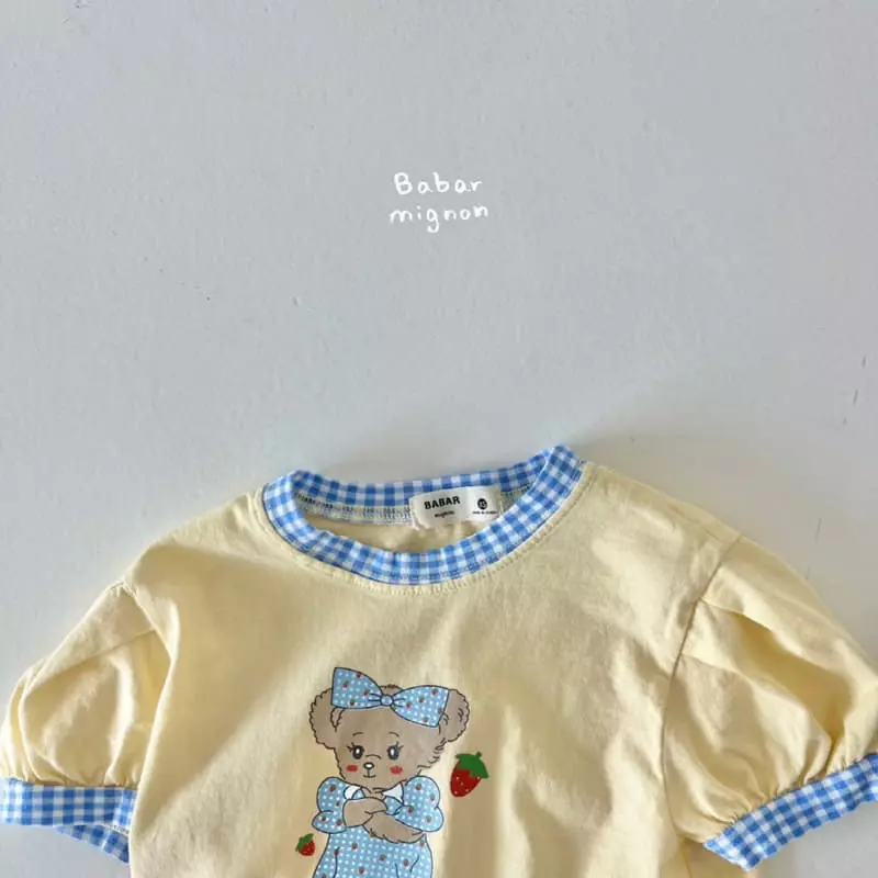 Babar Mignon - Korean Children Fashion - #kidzfashiontrend - Ribbon Bear Puff Tee - 6