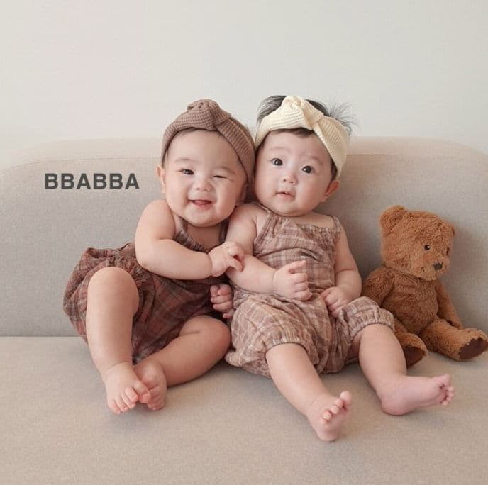 Bbabba - Korean Baby Fashion - #babyoutfit - Mori Check Bodysuit - 4