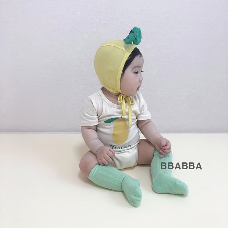 Bbabba - Korean Baby Fashion - #onlinebabyboutique - Mini Apple Mango Bodysuit with Bonnet - 2