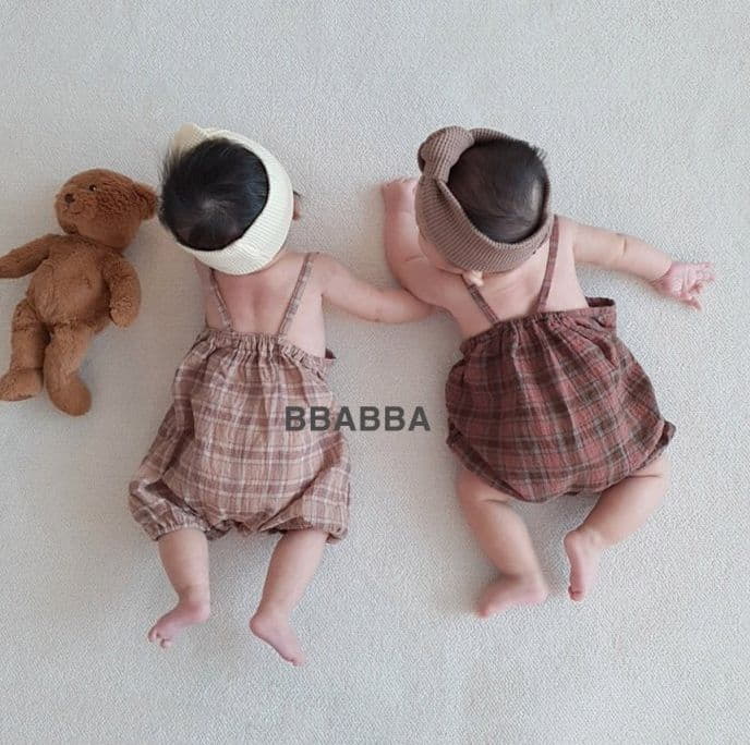Bbabba - Korean Baby Fashion - #onlinebabyshop - Mori Check Bodysuit - 6