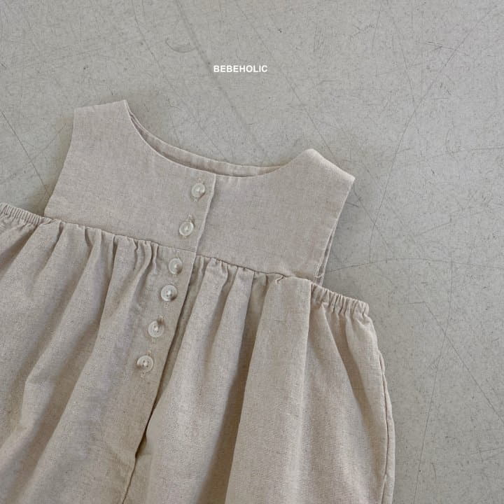 Bebe Holic - Korean Baby Fashion - #babyfashion - Linen Sleeveless Bodysuit - 9