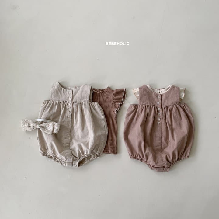 Bebe Holic - Korean Baby Fashion - #babyoutfit - Linen Sleeveless Bodysuit