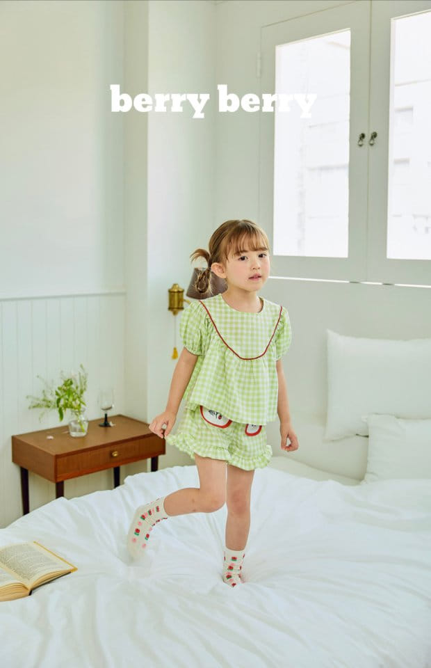Berry Berry - Korean Children Fashion - #kidsshorts - Strawberry Top Bottom Set - 4
