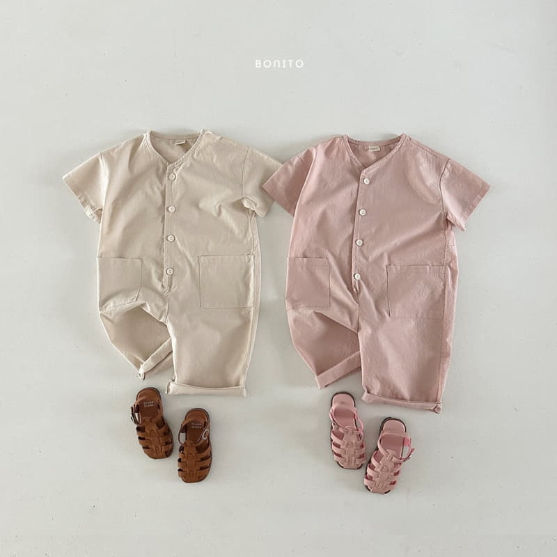 Bonito - Korean Baby Fashion - #babyboutiqueclothing - Linen Pocket Overalls - 2