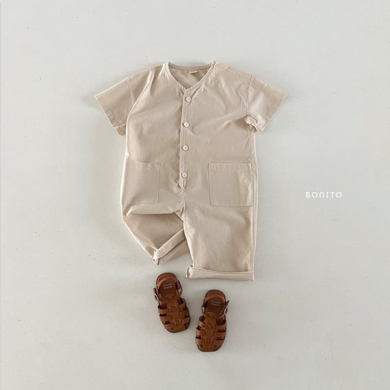 Bonito - Korean Baby Fashion - #babyfever - Linen Pocket Overalls - 5