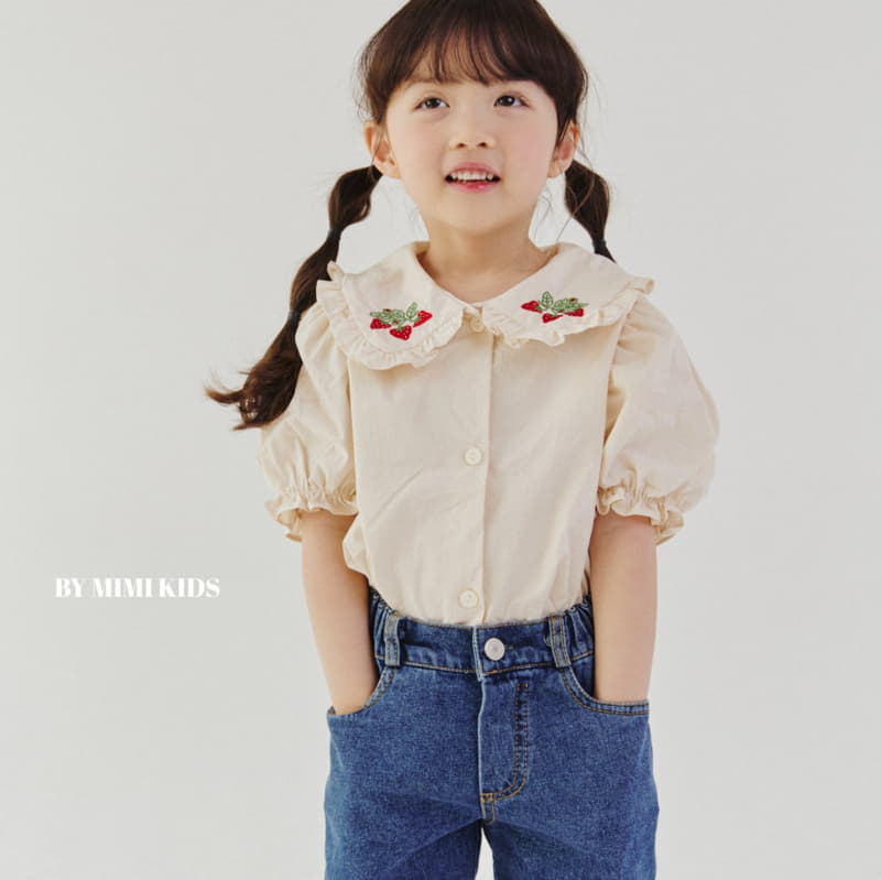 Bymimi - Korean Children Fashion - #kidsstore - Strawberry Embroidery Blouse