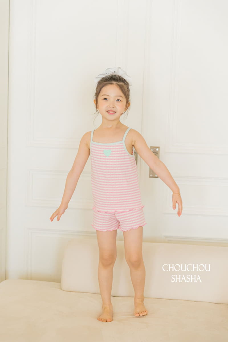 Chouchou Shasha - Korean Children Fashion - #kidsshorts - Love Inner Top Bottom Set - 11