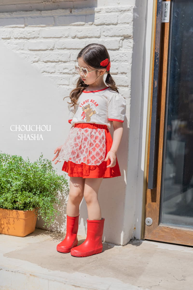 Chouchou Shasha - Korean Children Fashion - #kidsshorts - Bear Top Bottom Set - 7