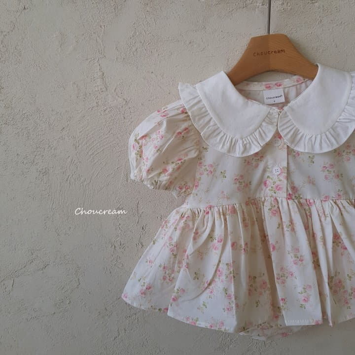 Choucream - Korean Baby Fashion - #babyclothing - Rose Collar One-piece Bodysuit - 2