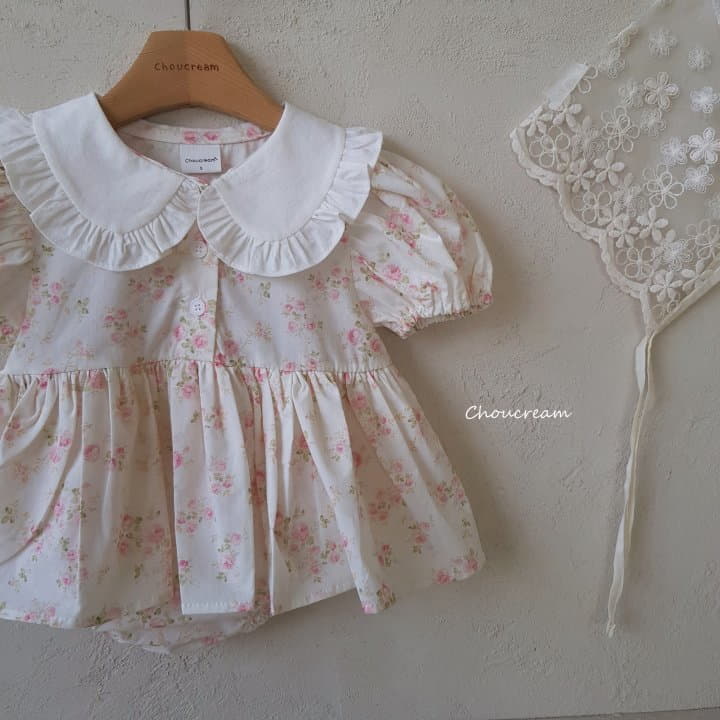 Choucream - Korean Baby Fashion - #babyfashion - Rose Collar One-piece Bodysuit - 4