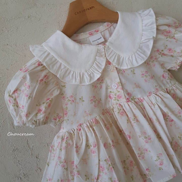 Choucream - Korean Baby Fashion - #babyootd - Rose Collar One-piece Bodysuit - 8