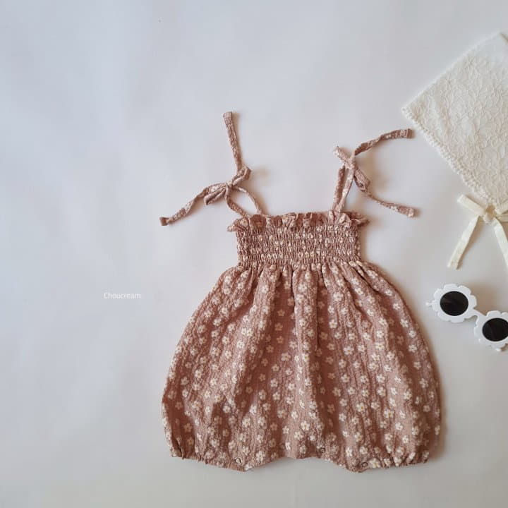 Choucream - Korean Baby Fashion - #babyootd - Smocked Flower Bodysuit - 4