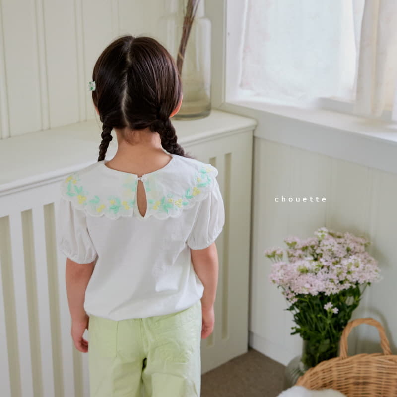 Chouette - Korean Children Fashion - #kidsshorts - Flower Collar Tee - 7