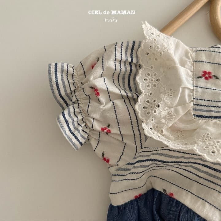 Ciel De Maman - Korean Baby Fashion - #babyfever - Flower Denim Bodysuit - 2
