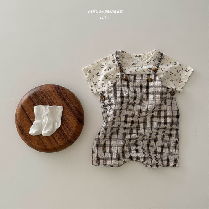 Ciel De Maman - Korean Baby Fashion - #babyootd - Check Dungarees