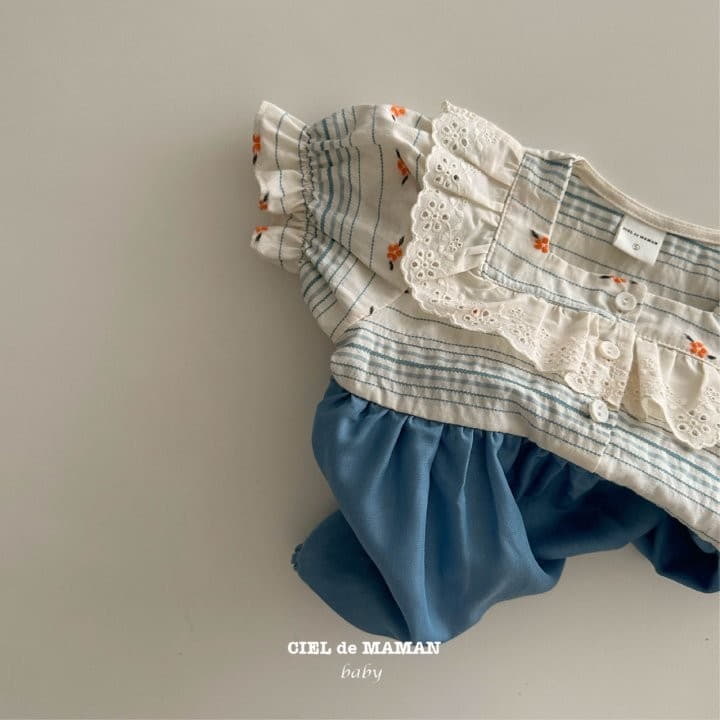 Ciel De Maman - Korean Baby Fashion - #babyoutfit - Flower Denim Bodysuit - 7