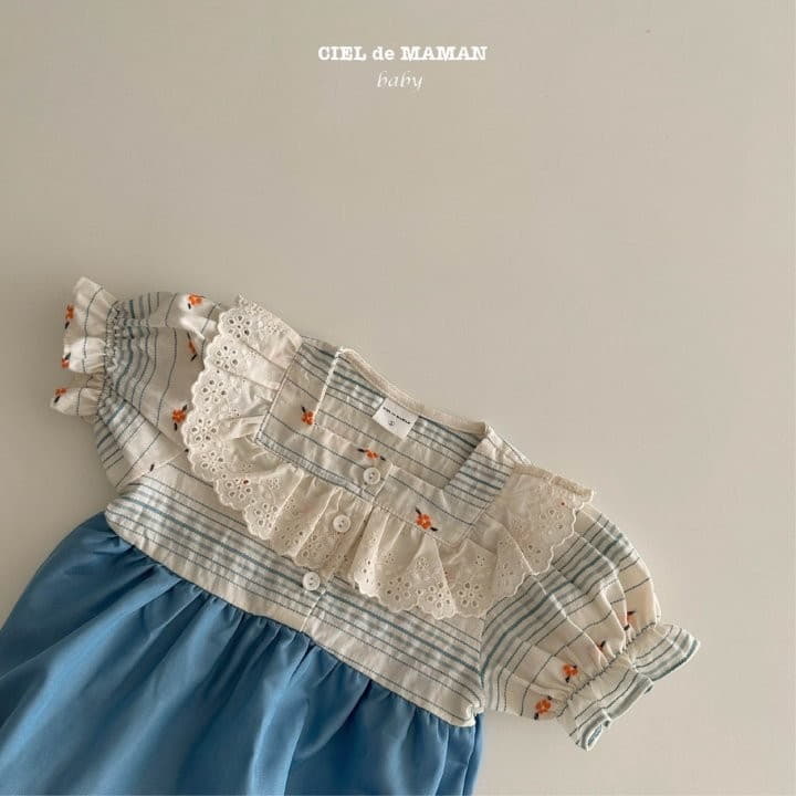 Ciel De Maman - Korean Baby Fashion - #babyoutfit - Flower Denim Bodysuit - 8