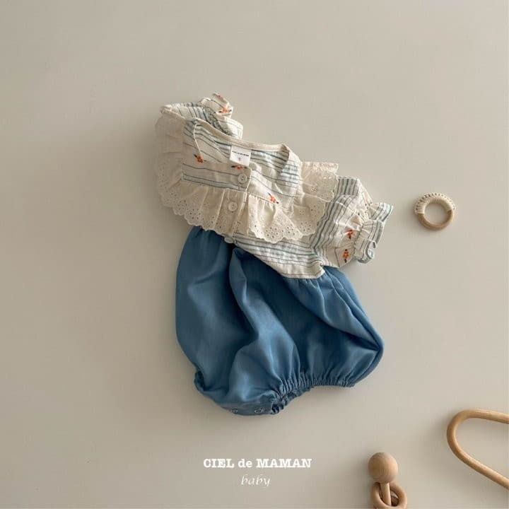 Ciel De Maman - Korean Baby Fashion - #babywear - Flower Denim Bodysuit - 9