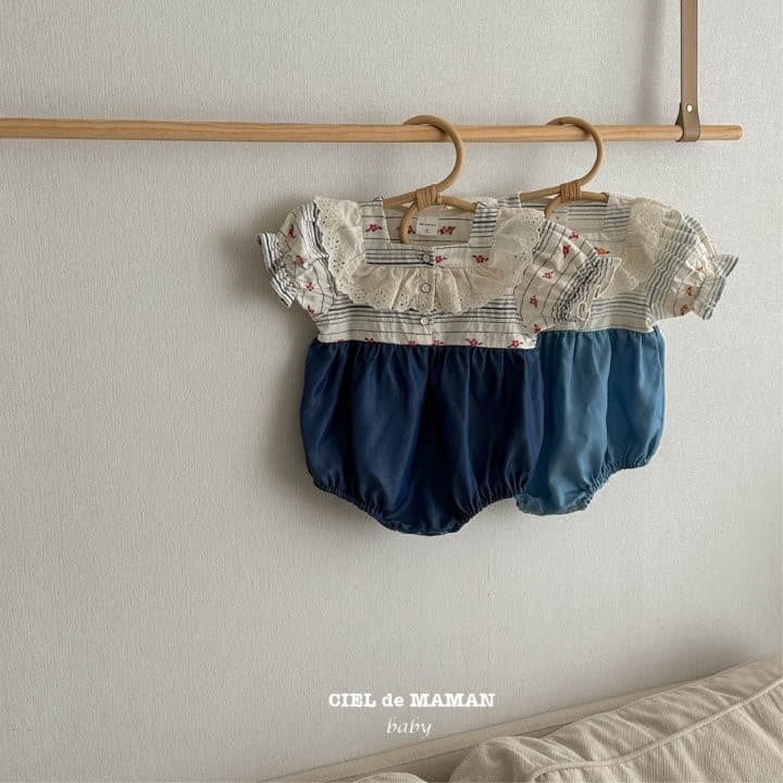Ciel De Maman - Korean Baby Fashion - #onlinebabyboutique - Flower Denim Bodysuit - 10