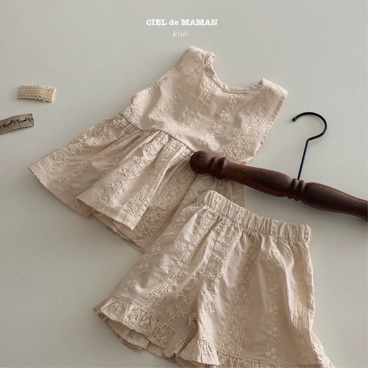 Ciel De Maman - Korean Children Fashion - #kidsstore - Sleeveless Lace Set - 6