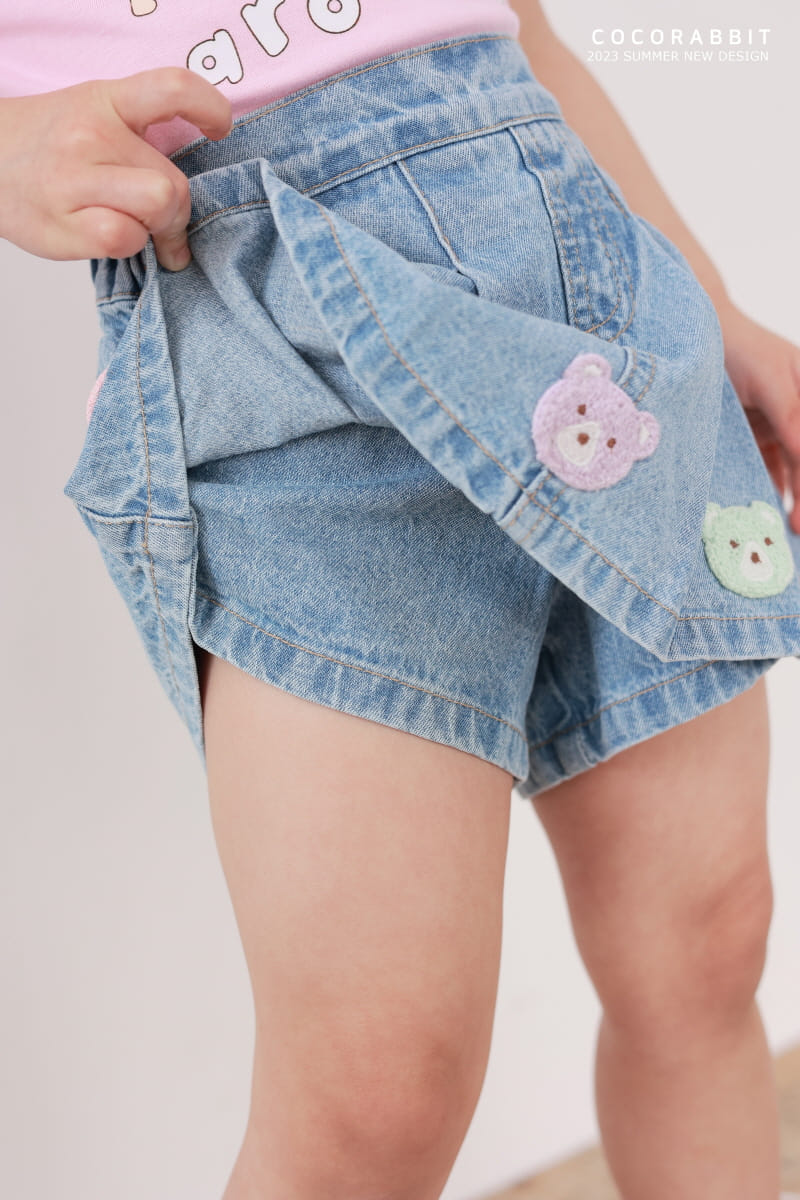 Coco Rabbit - Korean Children Fashion - #Kfashion4kids - Bear Denim Wrinkle Skirt - 11