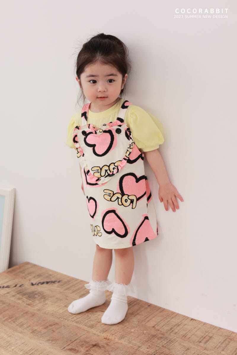 Coco Rabbit - Korean Children Fashion - #Kfashion4kids - Heart Dungarees One-piece - 3