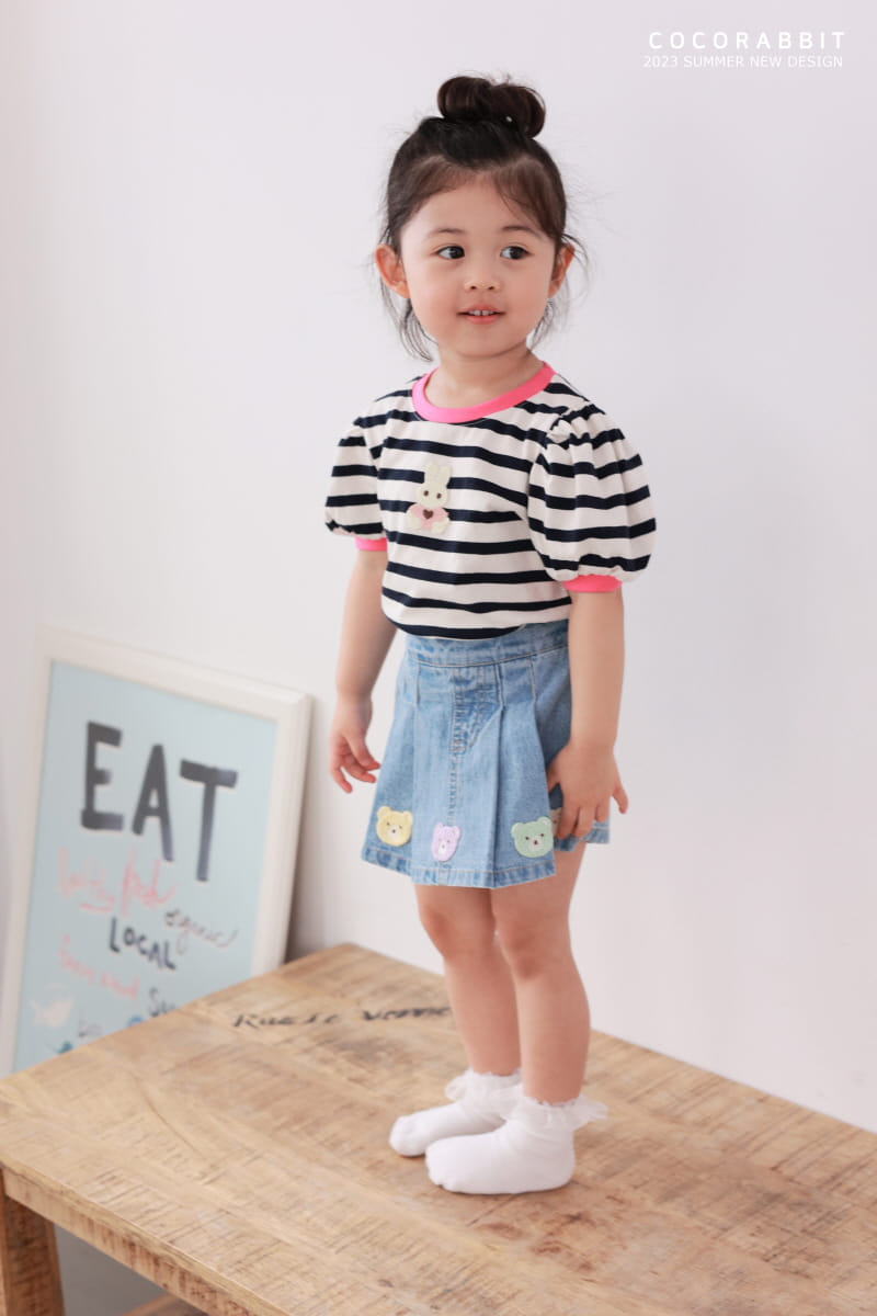 Coco Rabbit - Korean Children Fashion - #childrensboutique - Rabbit Stripes Puff Tee - 5