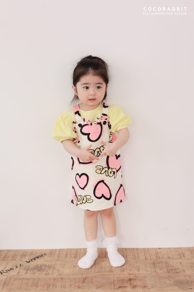 Coco Rabbit - Korean Children Fashion - #kidsstore - Heart Dungarees One-piece