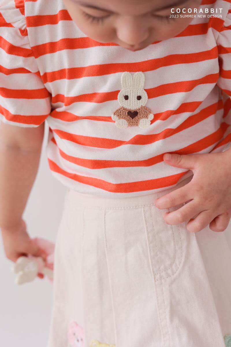 Coco Rabbit - Korean Children Fashion - #kidsstore - Rabbit Stripes Puff Tee - 10