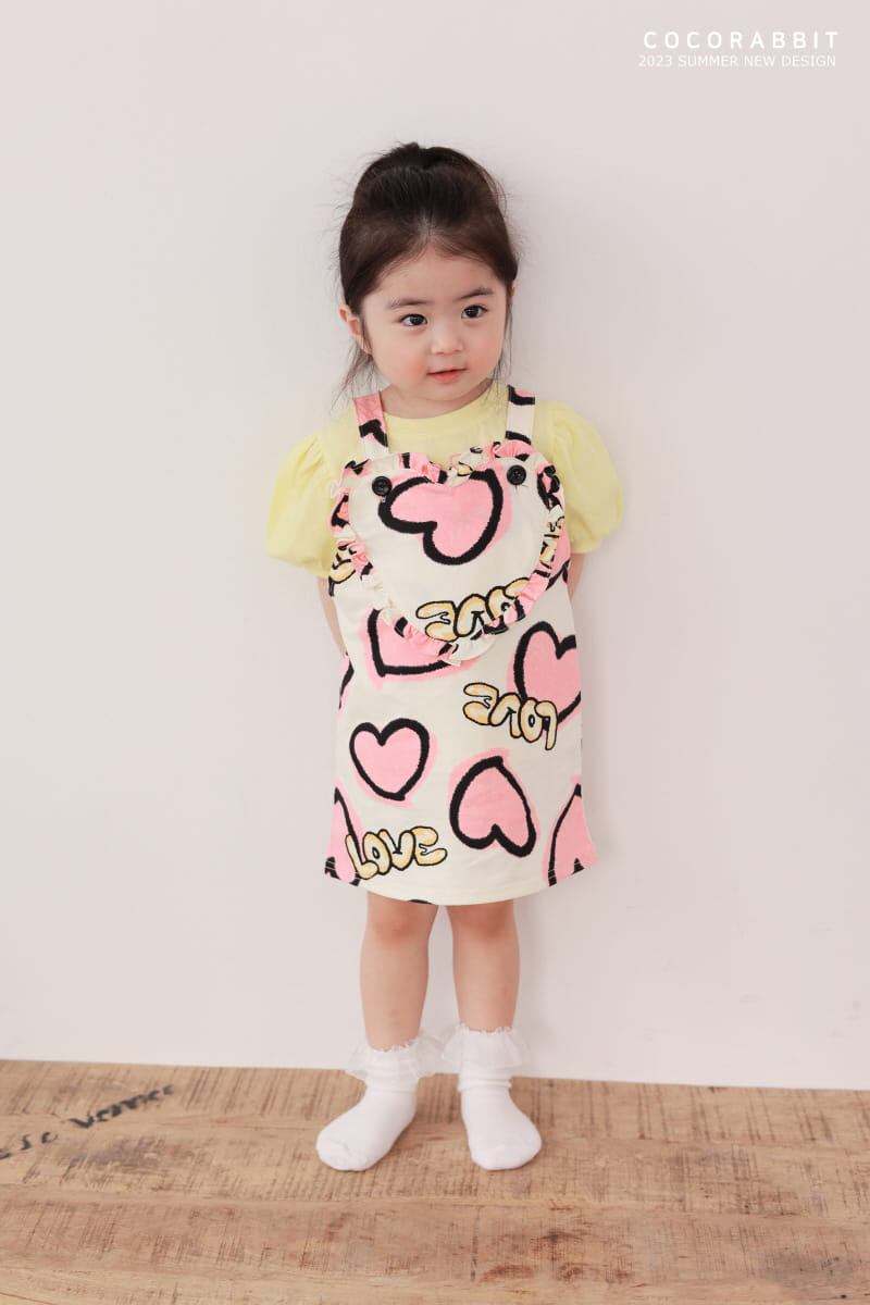 Coco Rabbit - Korean Children Fashion - #kidzfashiontrend - Heart Dungarees One-piece - 2